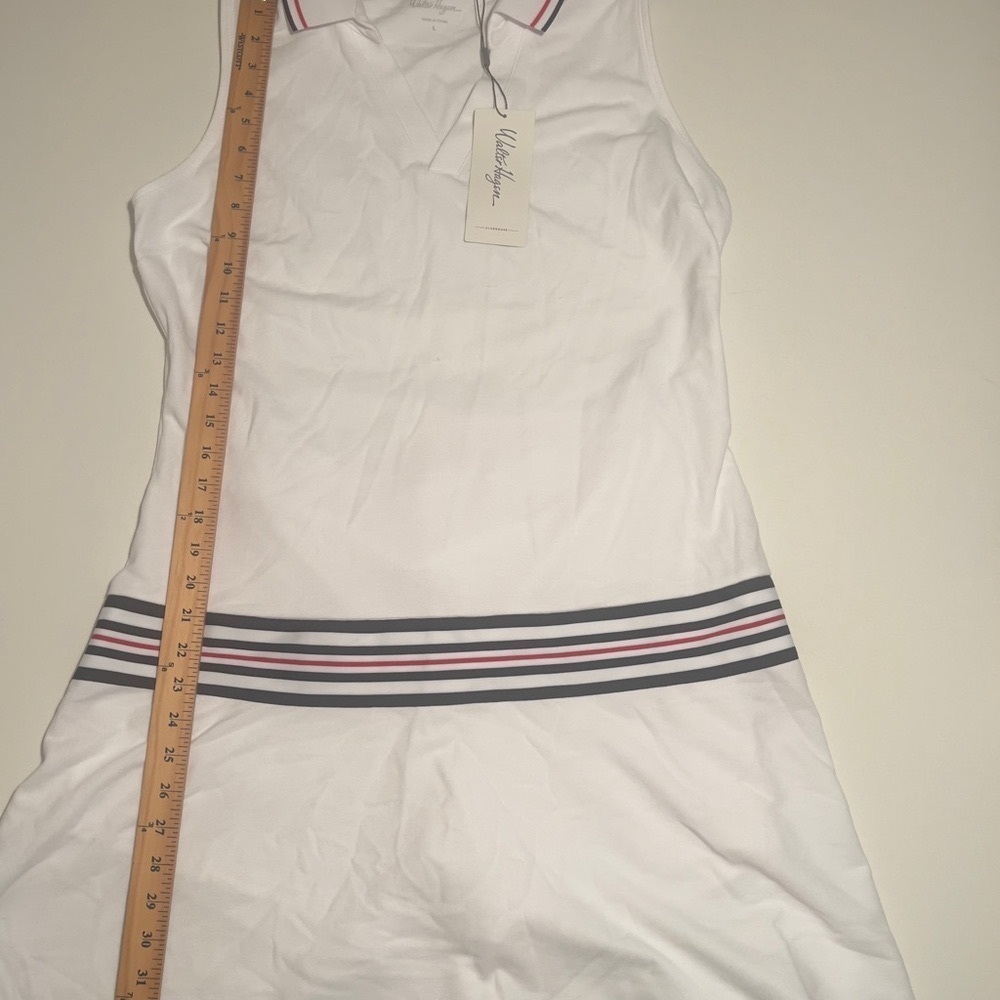 NWT Walter Hagen Women's Taped Drop Waist Golf Dress White Size L MSRP $90 (G1)